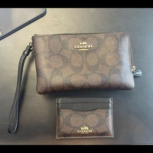 Coach wristlet and matching Card Holder Set